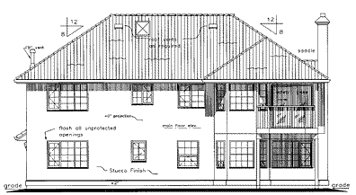 Rear Elevation for House Plan #137319