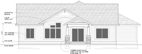 Rear Elevation for House Plan #805241