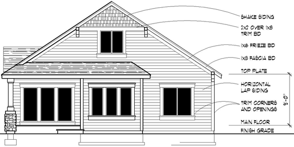 Rear Elevation for House Plan #806961