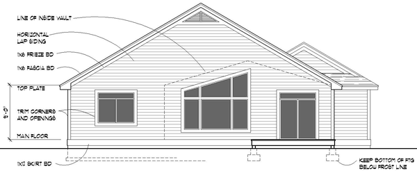 Rear Elevation for House Plan #803151