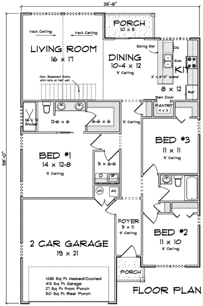 Main Floor Plan for House Plan #248241