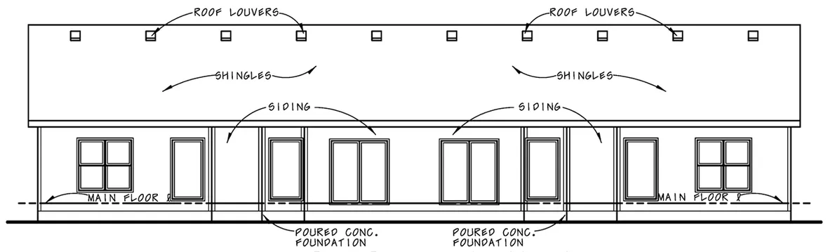 Rear Elevation for House Plan #152652