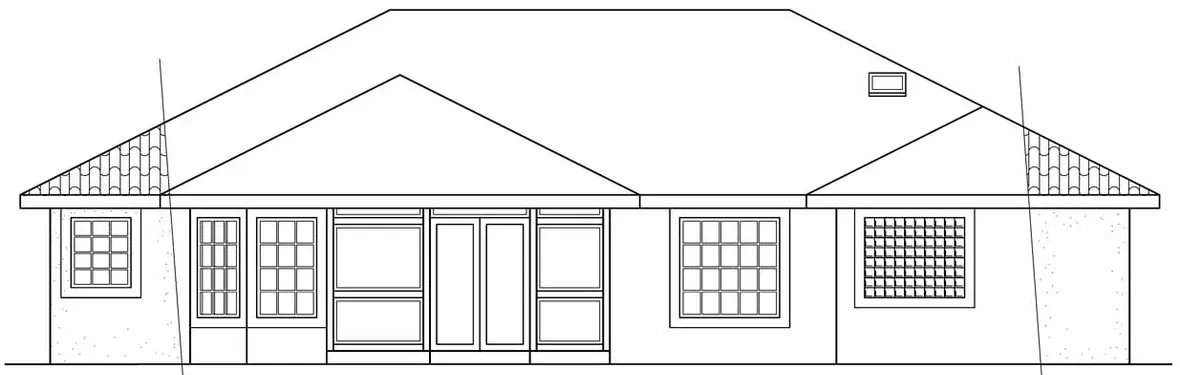 Rear Elevation for House Plan #346371