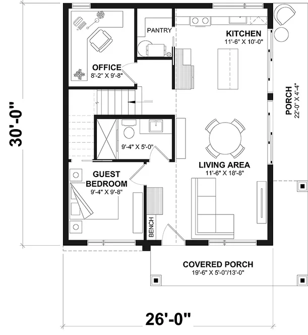 Main Floor Plan for House Plan #141021