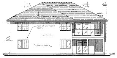 Rear Elevation for House Plan #132619