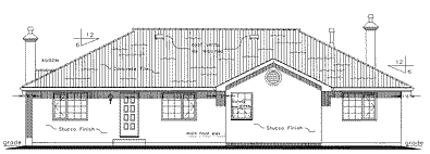 Rear Elevation for House Plan #135029