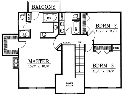 Second Floor Plan for House Plan #235027