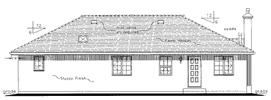 Rear Elevation for House Plan #130329