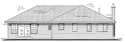 Rear Elevation for House Plan #132439