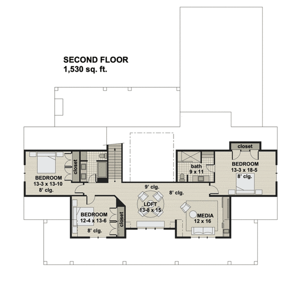 Second Floor Plan for House Plan #282593