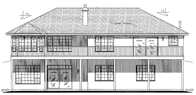 Rear Elevation for House Plan #131213
