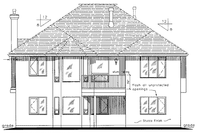 Rear Elevation for House Plan #133313