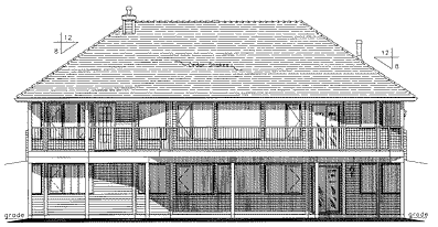 Rear Elevation for House Plan #137024