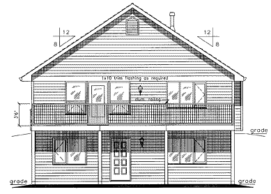 Rear Elevation for House Plan #138154