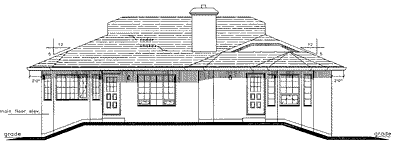 Rear Elevation for House Plan #132509