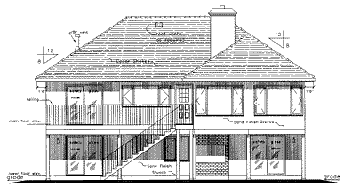 Rear Elevation for House Plan #134509