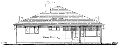 Rear Elevation for House Plan #135509