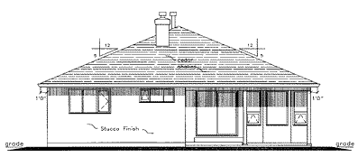 Rear Elevation for House Plan #136509