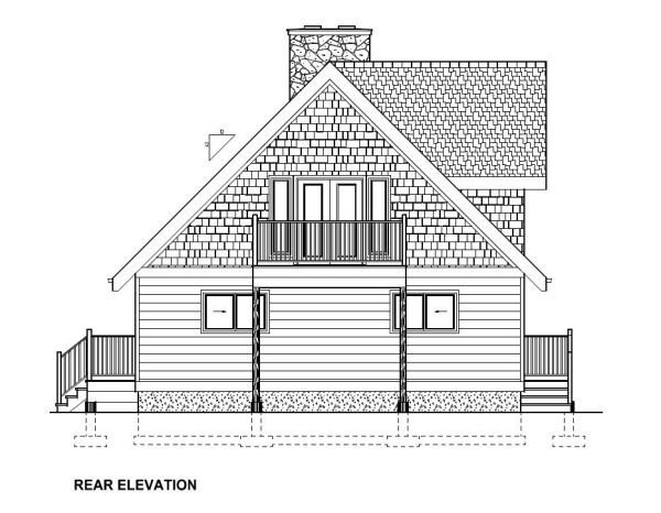 Rear Elevation for House Plan #195005