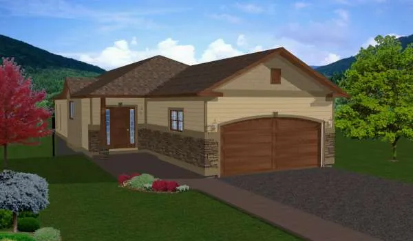 Full Rendering for House Plan #195122