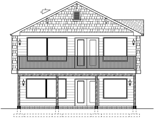 Rear Elevation for House Plan #195122