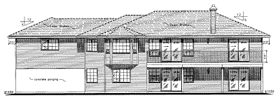 Rear Elevation for House Plan #139119