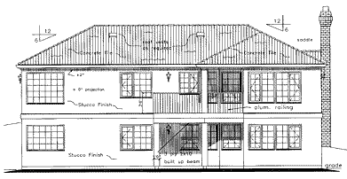Rear Elevation for House Plan #133219